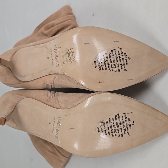 L'Agence Size 8 Beige Suede Leather Heeled Ankle Boots - Picture 5 of 9